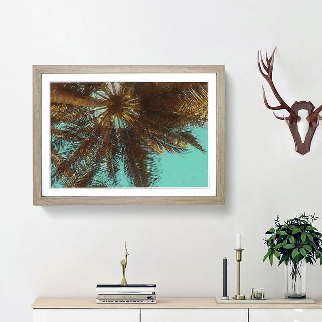 Below the Tropical Palm Trees in Abstract - Picture Frame Graphic Art Print on MDF East Urban Home Size: 62cm H x 87cm W x 2cm D, Frame Option: Oak Fr on Productcaster.