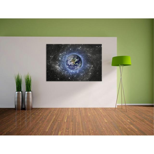 Leinwandbild Planet Erde im Weltraum East Urban Home Größe: 80 cm H x 120 cm B on Productcaster.