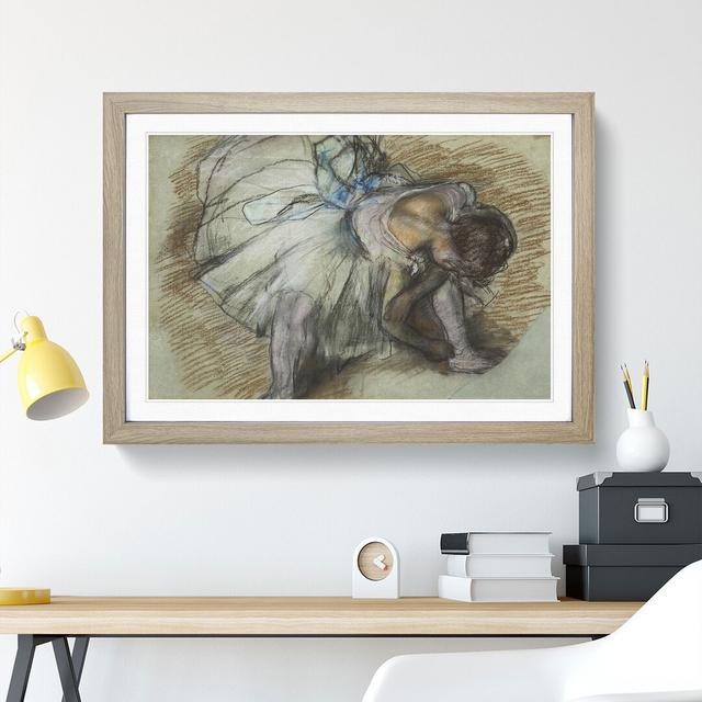 Ballet Ballerina Dancer Tying Her Slipper Vol.3 by Edgar Degas - Picture Frame Painting on MDF East Urban Home Frame Option: Oak Framed, Size: 36cm H on Productcaster.