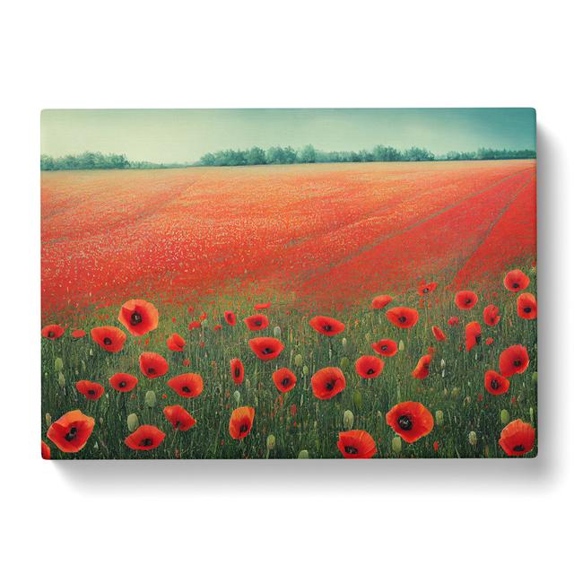 Sumptuous Poppy Field Flowers - Wrapped Canvas Painting ClassicLiving on Productcaster.