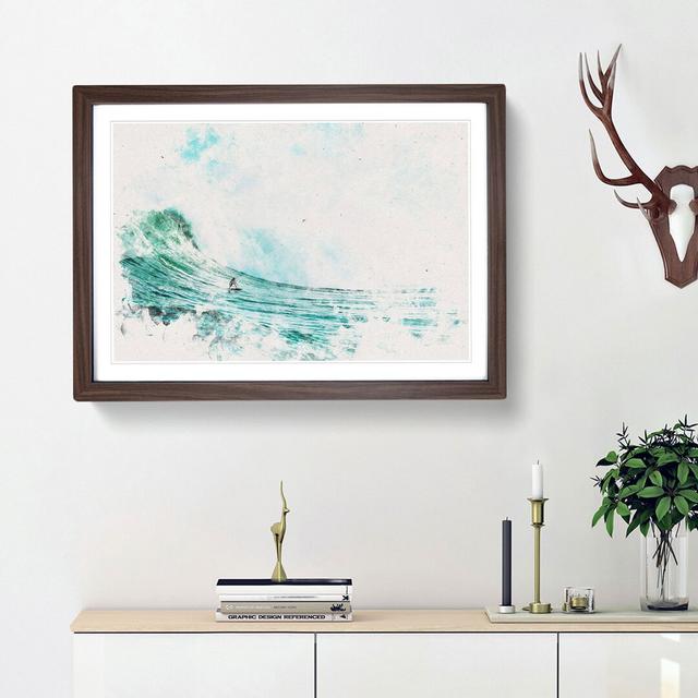 Surfing a Wave - Picture Frame Graphic Art Print East Urban Home Size: 33cm H x 45cm W x 2cm D, Frame Option: Walnut Framed on Productcaster.