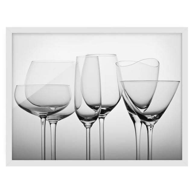 Noble Glasses Black and White - Picture Frame Graphic Art Ebern Designs Frame Option: White, Size: 30cm H x 40cm W x 2cm D on Productcaster.