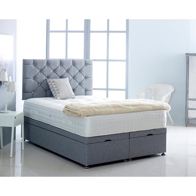 Fielder Upholstered Ottoman Bed Ebern Designs Size: Small Double (4'), Colour: Silver on Productcaster.