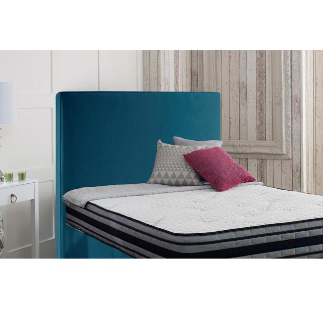 Nettie Upholstered Headboard Canora Grey Size: Single (3'), Colour: Teal on Productcaster.