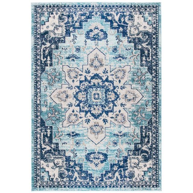 Madison Oriental Area Rug In Teal / Navy Latitude Vive Rug Size: Rectangle 91.44 x 154.4cm on Productcaster.