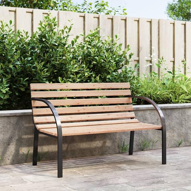 Garden Bench 120Cm - Wood & Iron Outdoor Seating Alpen Home on Productcaster.