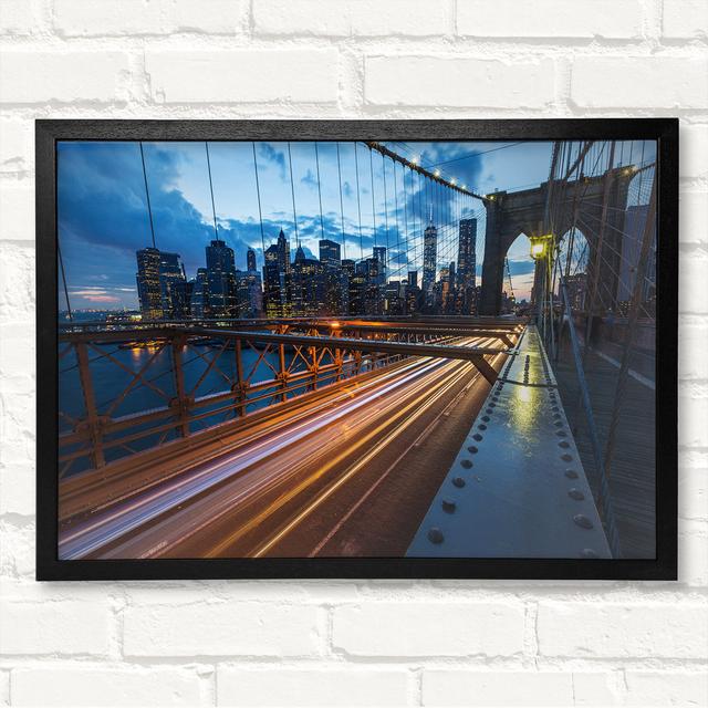 New York Structure At Night - Closed Corner Frame Art Prints on Wood Latitude Run Size: 42cm H x 59.7cm W on Productcaster.