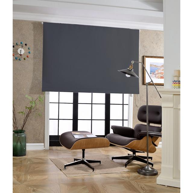 Trimmable Fabric Outdoor Blackout Roller Blind Symple Stuff Finish: Grey, Size: 210 cm L x 240 cm W on Productcaster.