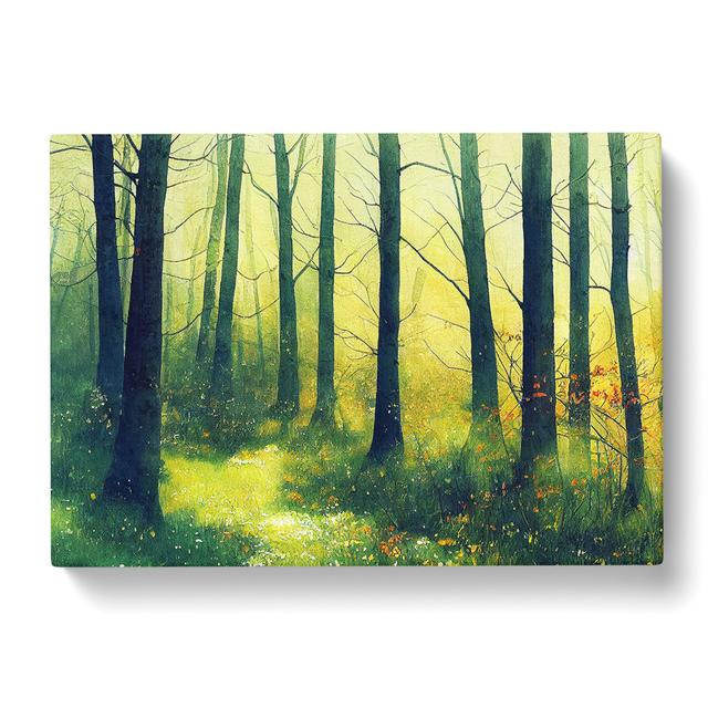 Spring Forest In Watercolour Vol.1 - Wrapped Canvas Print Alpen Home Size: 40cm H x 60cm W x 3cm D on Productcaster.