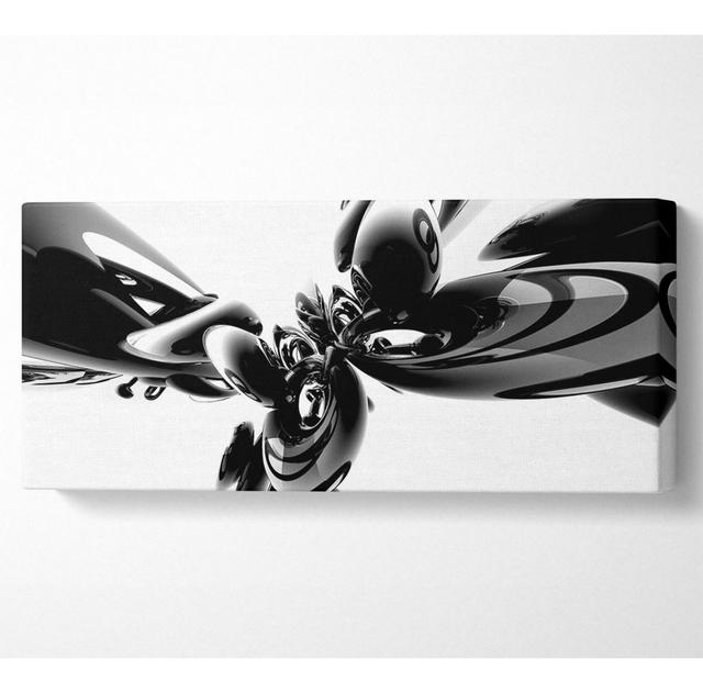 Magic Eight Ball Black N White Panoramic Canvas Ivy Bronx Size: 81.3cm H x 183cm W on Productcaster.