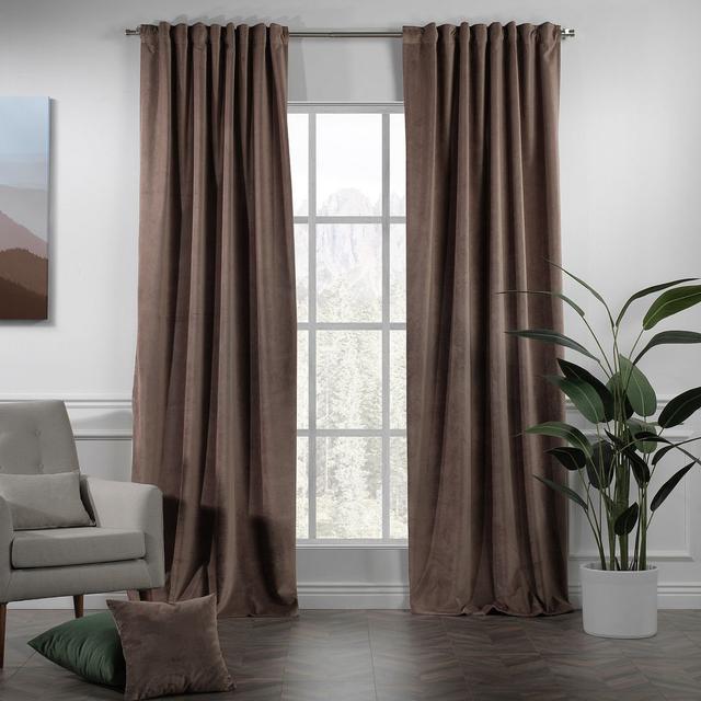 100% Blackout Extra Long & Extra Wide Luxury Matte Velvet Single Curtain Panel Lilijan Home & Curtain Farbe: Banana, Paneel-Größe: 225 H x 140 B cm on Productcaster.