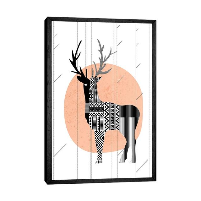 Nordic Deer - Print on Canvas Union Rustic Format: Black Framed, Size: 152.4cm H x 101.6cm W x 3.81cm D on Productcaster.