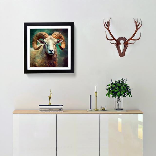 Ram Sheep Precisionism - Print Brambly Cottage Frame Colour: Black on Productcaster.