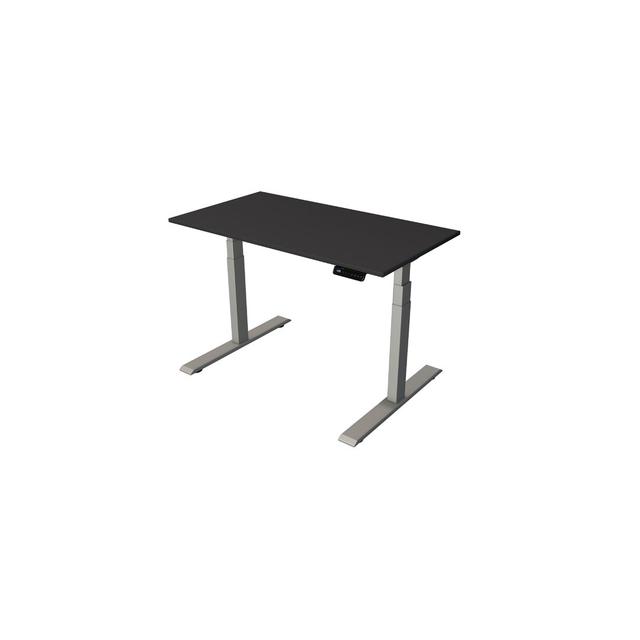 Adjustable Metal Base Standing Desk Inbox Zero Frame Colour: Aluminium Silver, Size: 127cm H x 120cm W x 65cm D, Top Colour: Anthracite on Productcaster.