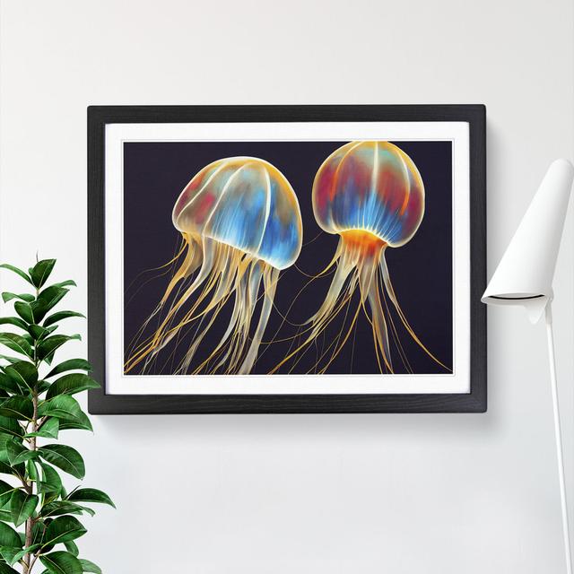 Jellyfish Painted House of Hampton Frame Colour: Black Framed, Size: 46cm H x 64cm W x 2cm D on Productcaster.