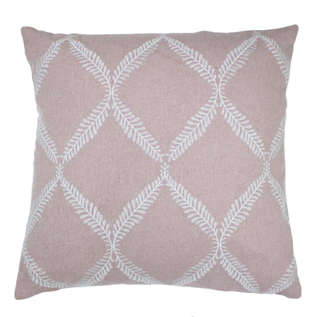 Embroidered Lattice Polyester Cushion Paoletti Colour: Blush on Productcaster.