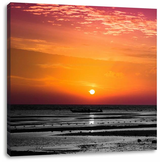 Leinwandbild Farbenprächtiger Sonnenaufgang über Wattmeer East Urban Home Größe: 40 cm H x 40 cm B on Productcaster.