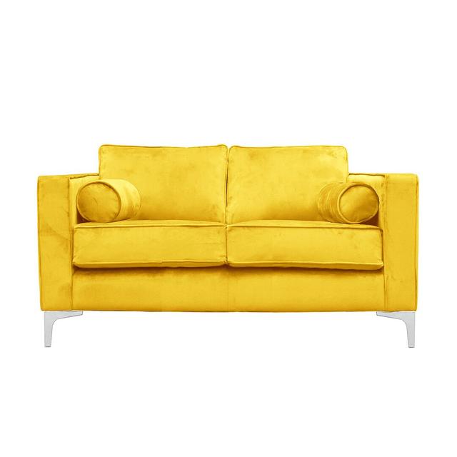 Georgio 2 Seater Velvet Sofa Canora Grey Upholstery Colour: Lemon on Productcaster.