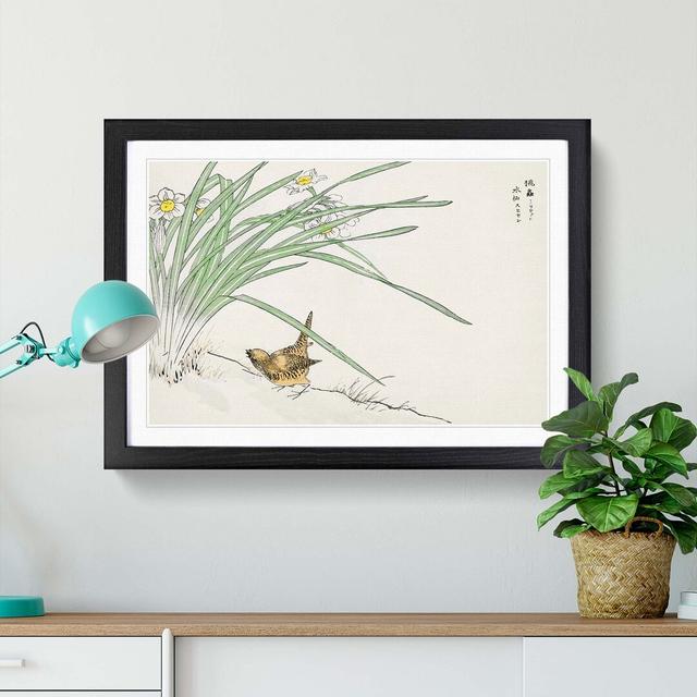 Japanese Wren & Daffodils by Numata Kashu - Picture Frame Painting Print East Urban Home Format: Black, Size: 50cm H x 76cm W x 2cm D on Productcaster.