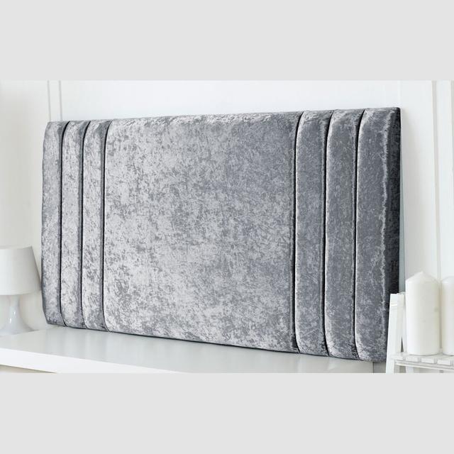 Shipman Upholstered Headboard Rosdorf Park Colour: Grey, Upholstery: Crushed Velvet Fabric, Size: Super King (6') on Productcaster.