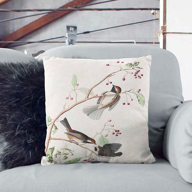 Canadian Titmouse Birds by John James Audubon Cushion with Filling East Urban Home Size: 40cm H x 40cm W x 15cm D, Backing Colour: Black on Productcaster.