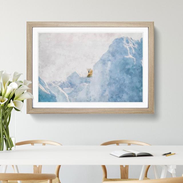 Curious Polar Bear - Picture Frame Graphic Art Print East Urban Home Frame Option: Oak Framed, Size: 33cm H x 45cm W x 2cm D on Productcaster.