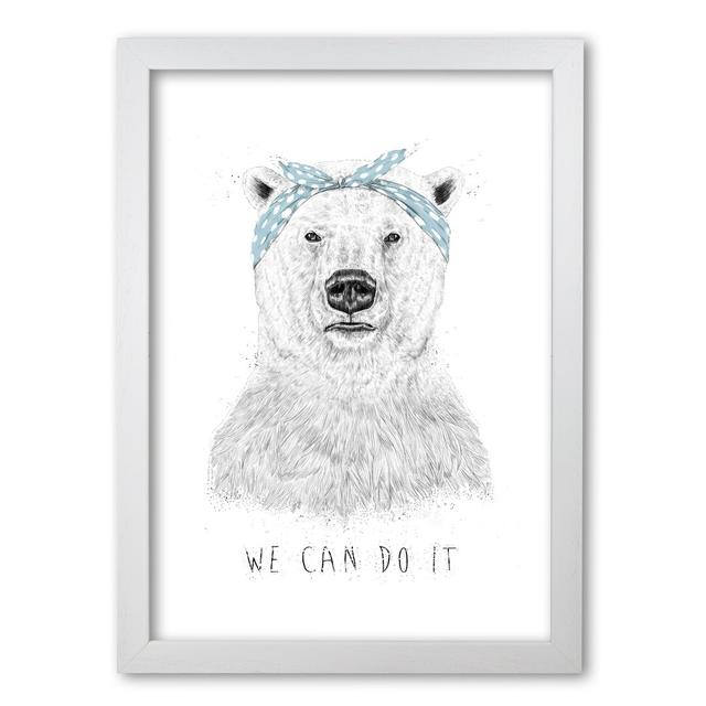 We Can Do It Bear by Mercedes Lopes Charro - Print East Urban Home Size: 42 cm H x 29.7 cm W x 5 cm D, Frame Options: White Grain on Productcaster.