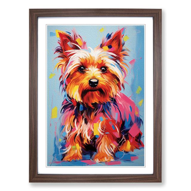 Yorkshire Terrier Expressionism - Single Picture Frame Art Prints on Wood Marlow Home Co. Frame Colour: Walnut, Size: 46cm H x 34cm W x 2cm D on Productcaster.