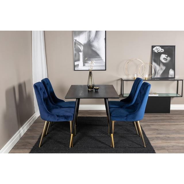 Shields 4 - Person Dining Set George Oliver Colour (Chair): Blue/Brass on Productcaster.