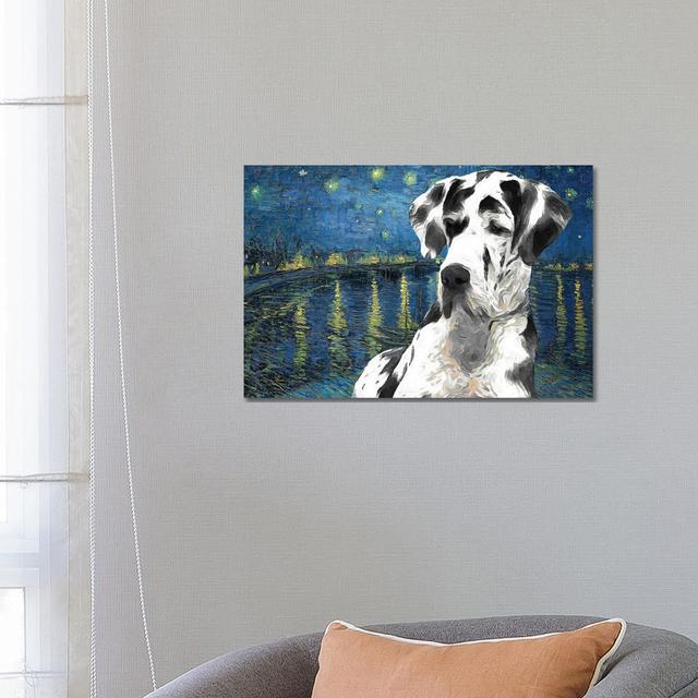 Great Dane Starry Night Over The Rhone by Nobility Dogs - Wrapped Canvas Gallery-Wrapped Canvas Giclée Ophelia & Co. on Productcaster.