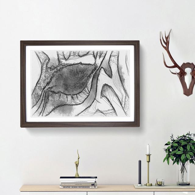 The Eye of a Zebra in Abstract - Picture Frame Graphic Art Print East Urban Home Size: 62cm H x 87cm W x 2cm D, Frame Option: Walnut Framed on Productcaster.