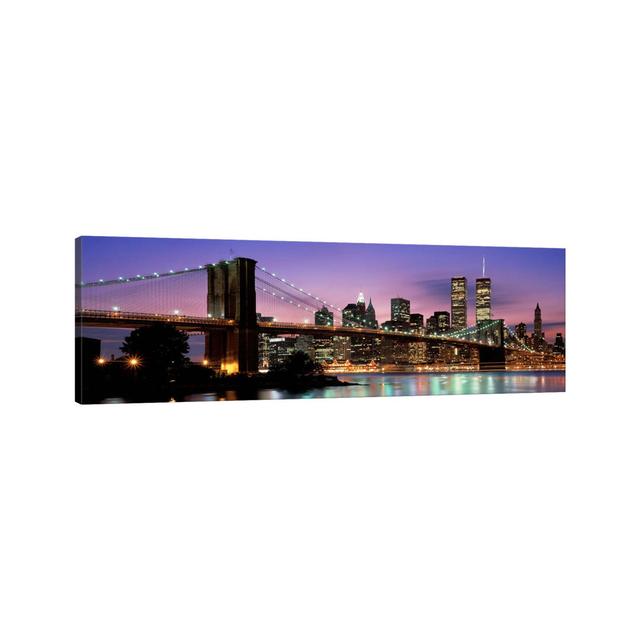 Brooklyn Bridge New York NY USA - Wrapped Canvas Panoramic Print Ebern Designs Colour: Yellow, Size: 30.48cm H x 91.44cm W x 3.81cm D on Productcaster.