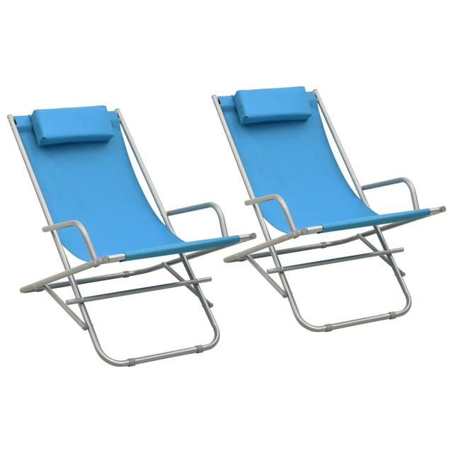 Aldren Folding Beach Chair (Set of 2) Dakota Fields Colour (Fabric): Blue on Productcaster.