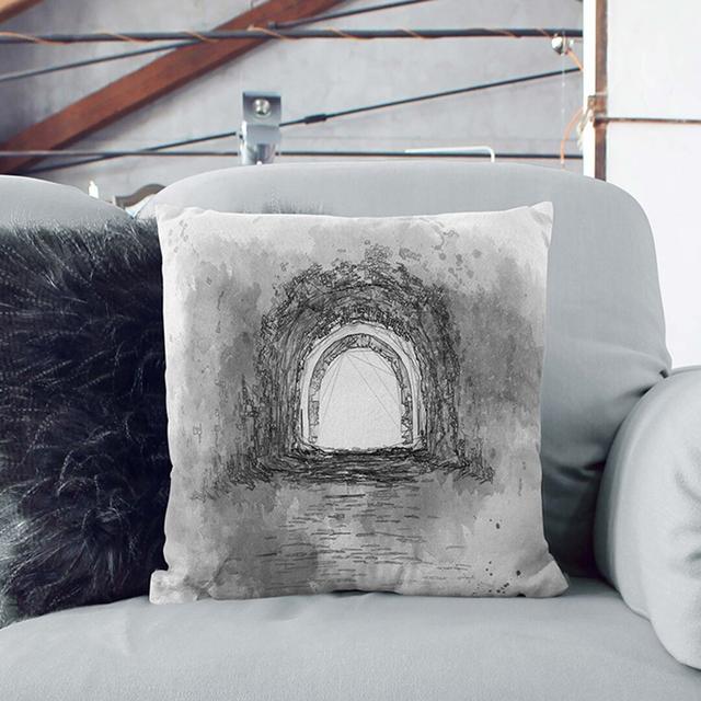 Brick Tunnel in Abstract Cushion with Filling East Urban Home Backing Colour: White, Size: 55cm H x 55cm W x 20cm D on Productcaster.