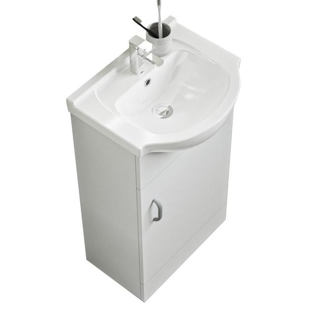 Bathroom Gloss White Freestanding Vanity Unit With Storage Space,Ceramic Basin 17 Stories on Productcaster.