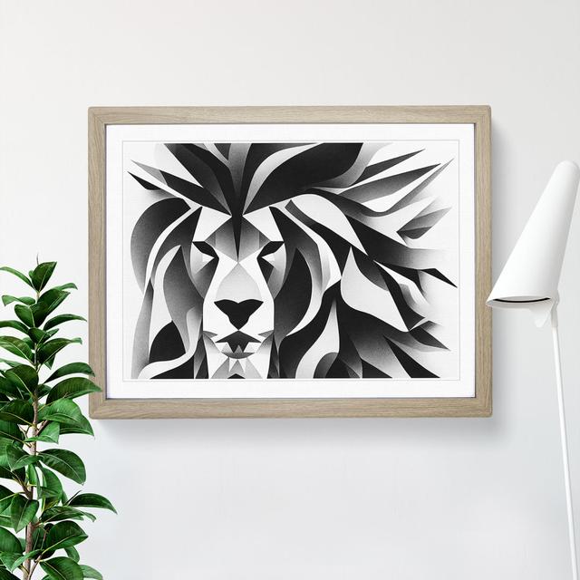 Abstract Lion - Picture Frame Graphic Art 17 Stories Size: 25cm H x 34cm W x 2cm D, Frame Colour: Oak on Productcaster.