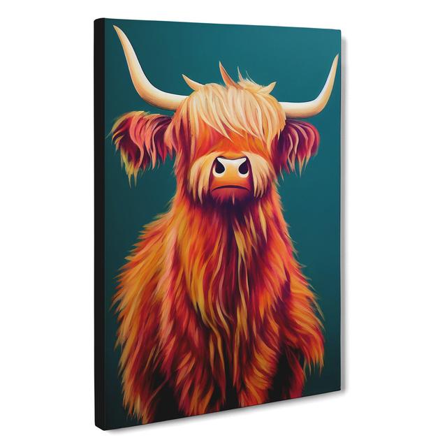 Highland Cow Art No.4 - Wrapped Canvas Print Natur Pur Size: 76cm H x 50cm W x 3cm D on Productcaster.