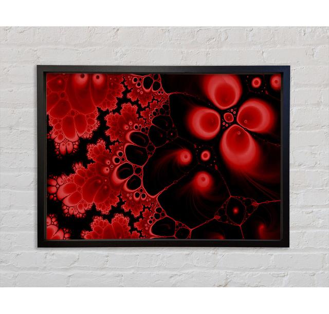 Red On Black Flourish Framed Print Ivy Bronx Size: 84.1cm H x 118.9cm W x 3.3cm D, Format: Light Grey Framed Canvas on Productcaster.