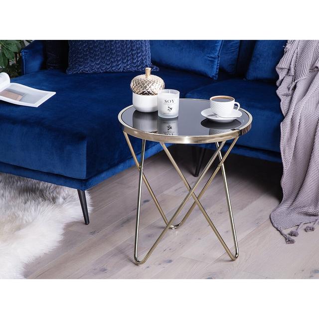 Abygayle Side Table Fairmont Park Table Top Colour: Black, Table Base Colour: Gold on Productcaster.