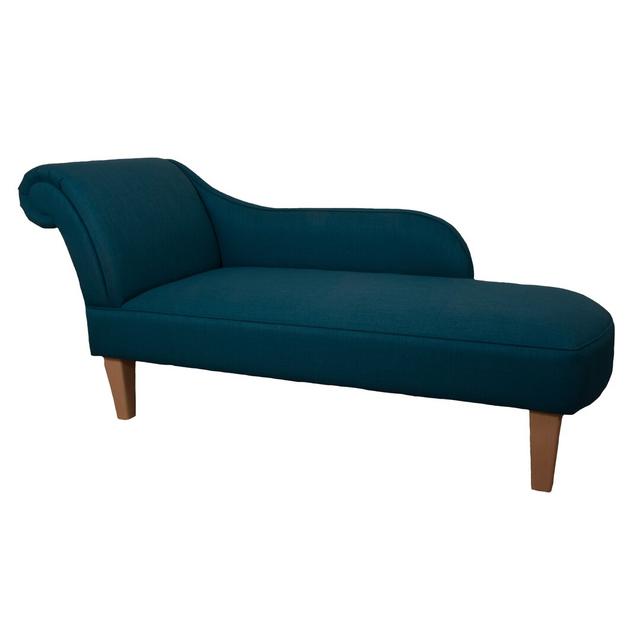 Fallston Chaise Longue Ophelia & Co. Colour: Angelina Blue Pattern, Orientation: Left-Hand Chaise, Leg Finish: Mahogany Dark on Productcaster.