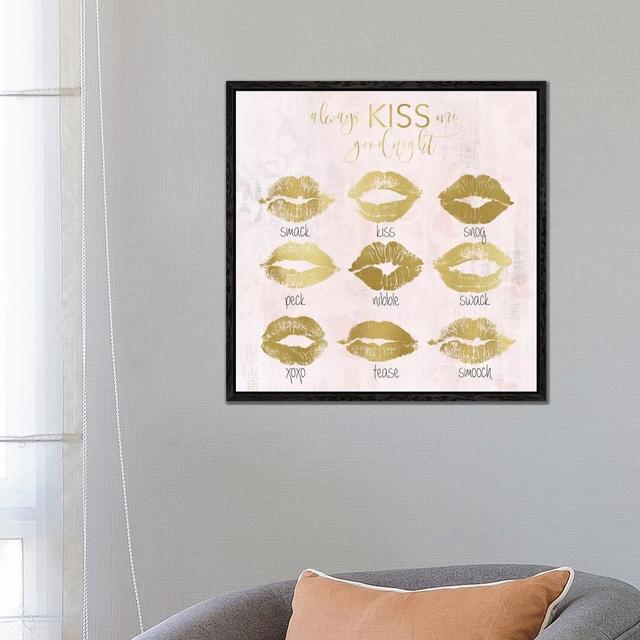 Always Kiss by Carol Robinson - Graphic Art Print on Canvas Ebern Designs Size: 66.04cm H x 66.04cm W x 3.81cm D, Format: Black Framed on Productcaster.