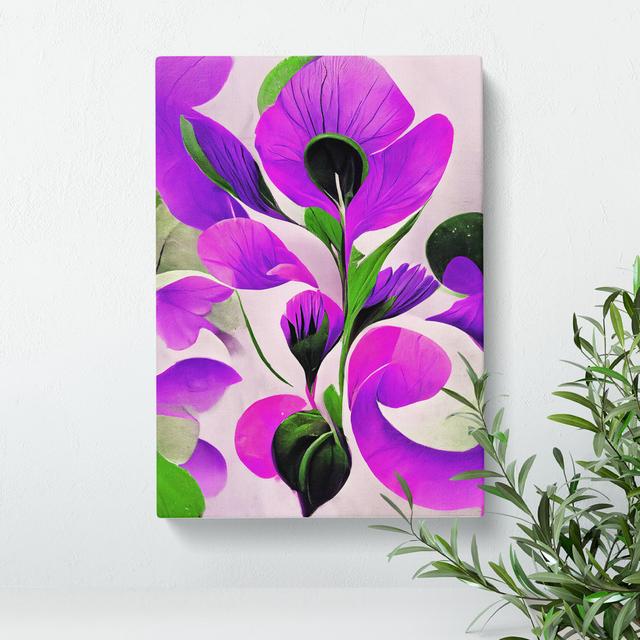 Floral Abstract Art No.1 - Wrapped Canvas Graphic Art Marlow Home Co. Size: 76cm H x 50cm W x 3cm D on Productcaster.