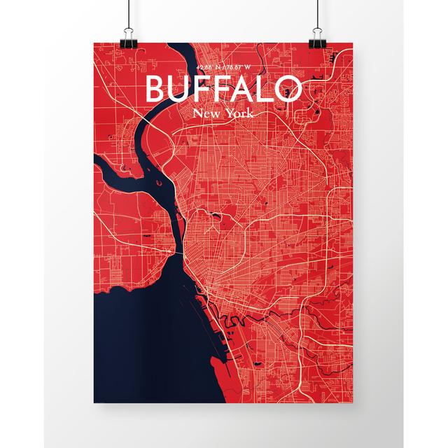 Buffalo City Map - Unframed Graphic Art Print on Paper East Urban Home Size: 43.2cm H x 27.9cm W x 0.13cm D on Productcaster.