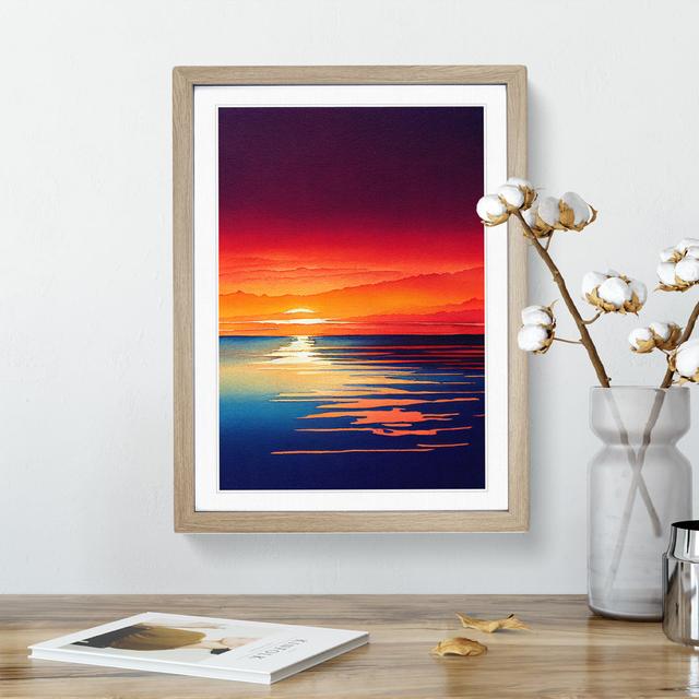 Ocean Sunset In Watercolour No.2 House of Hampton Frame Colour: Oak, Size: 64cm H x 46cm W x 2cm D on Productcaster.