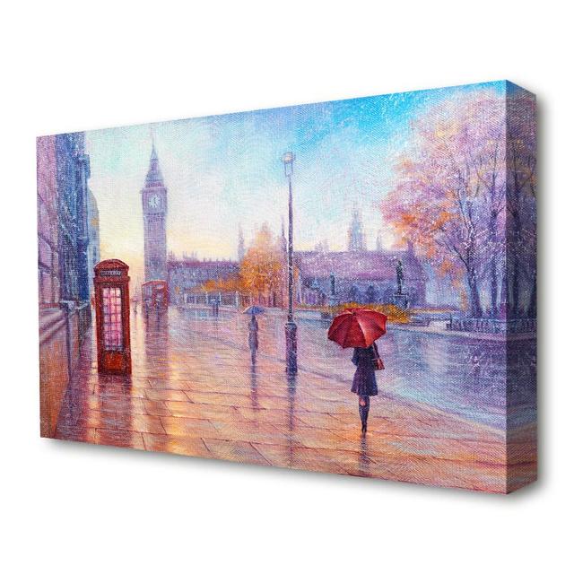 Walking in London Calm Art Classic - Wrapped Canvas Graphic Art Print East Urban Home Size: 81.3cm H x 121.9cm W x 1cm D on Productcaster.