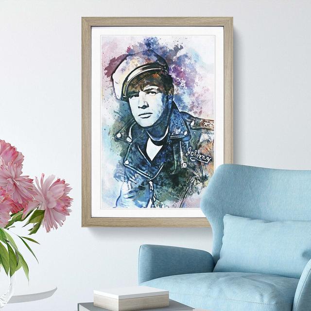 Marlon Brando in Abstract - Picture Frame Graphic Art Print East Urban Home Size: 91cm H x 60cm W x 2cm D, Frame Option: Oak on Productcaster.