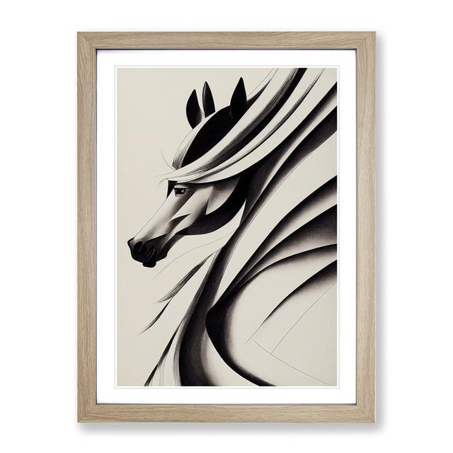 Artful Horse - Picture Frame Graphic Art Natur Pur Size: 46cm H x 34cm W x 2cm D, Frame Colour: Oak Framed on Productcaster.