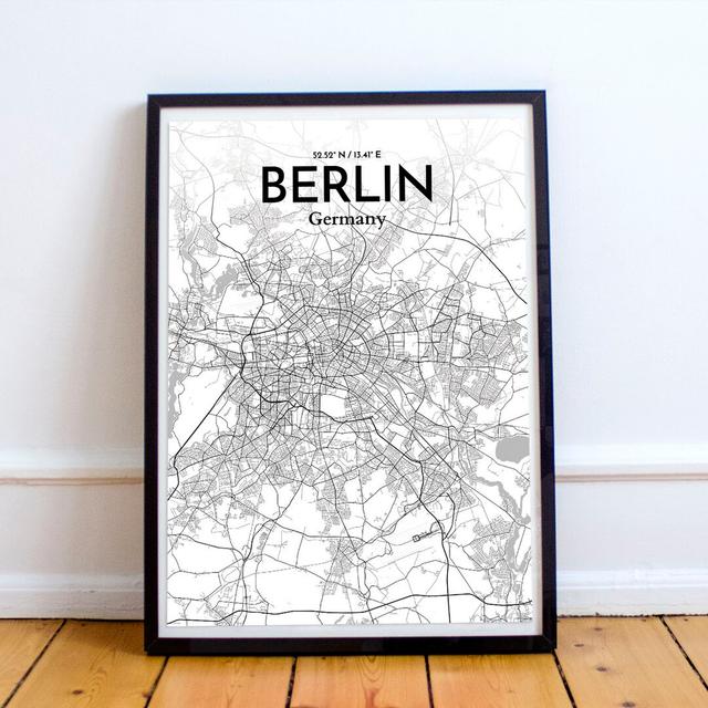 Berlin City Map - No Frame Print East Urban Home Size: 91.4cm H x 61cm W x 0.1cm D on Productcaster.