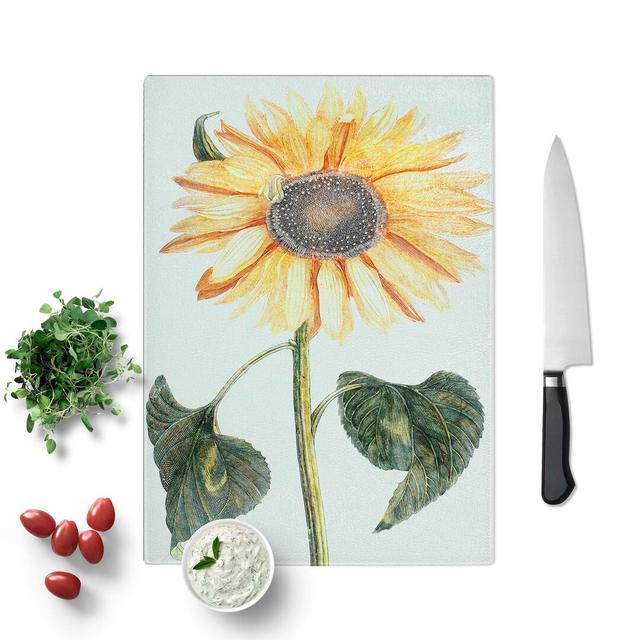 Tempered Glass Sunflower by Johan Teyler Chopping Board East Urban Home Size: 28.5 cm W x 39 cm L on Productcaster.