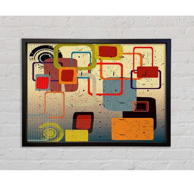 Retro Squares Framed Print Wall Art Ivy Bronx Size: 100cm H x 141.4cm W x 3.3cm D, Format: Light Grey Framed Canvas on Productcaster.